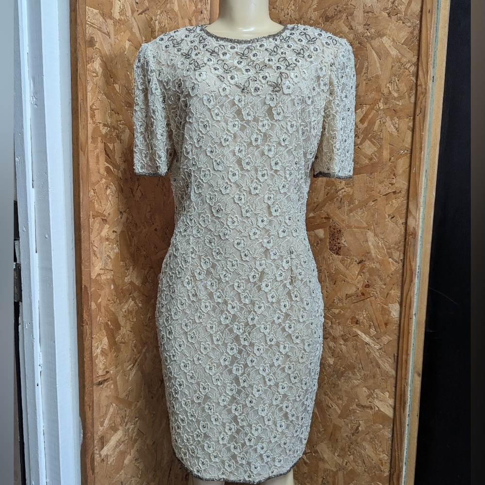 Vintage Beaded Flower Design Dress